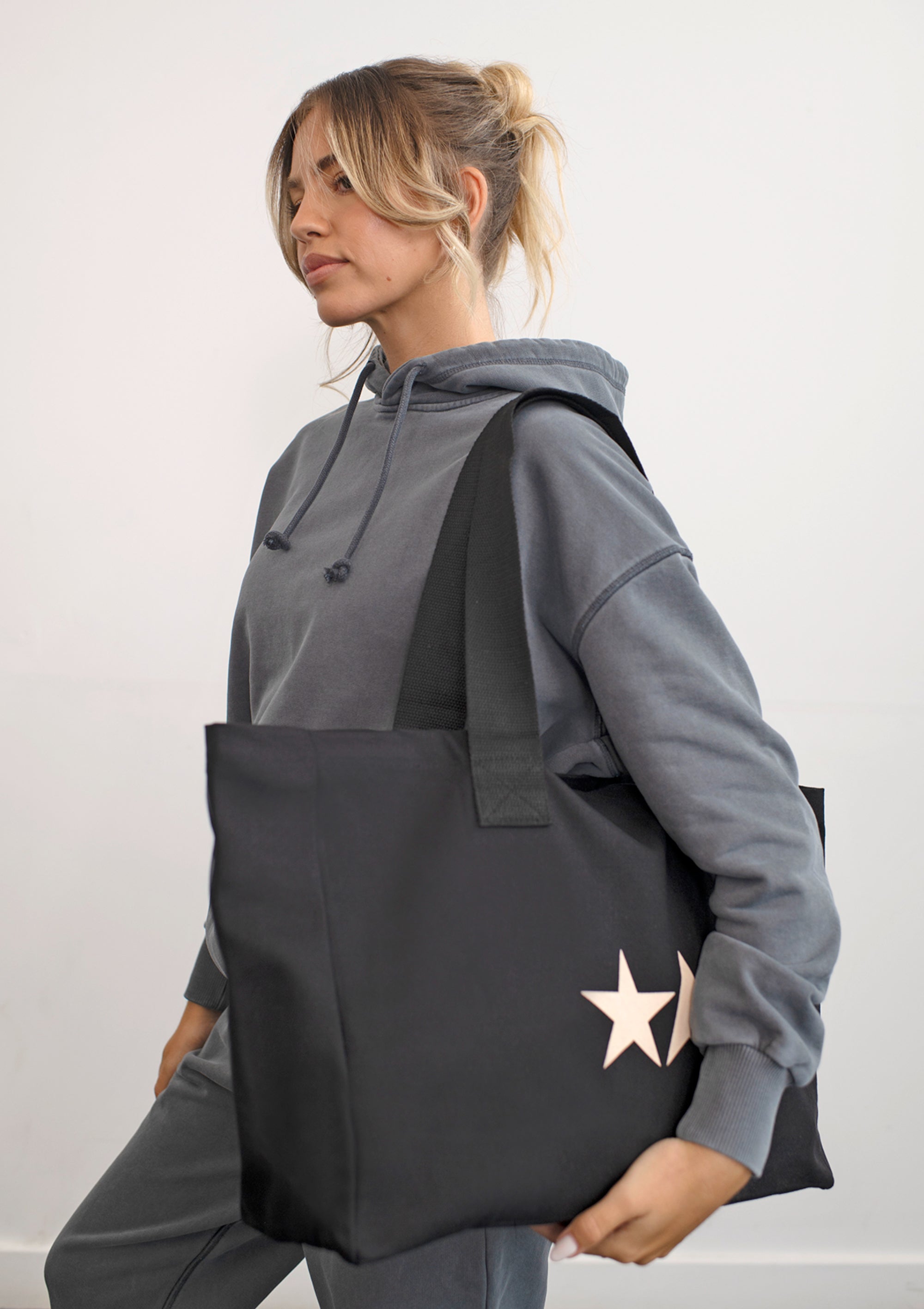 Twin Star Tote Bag / Black